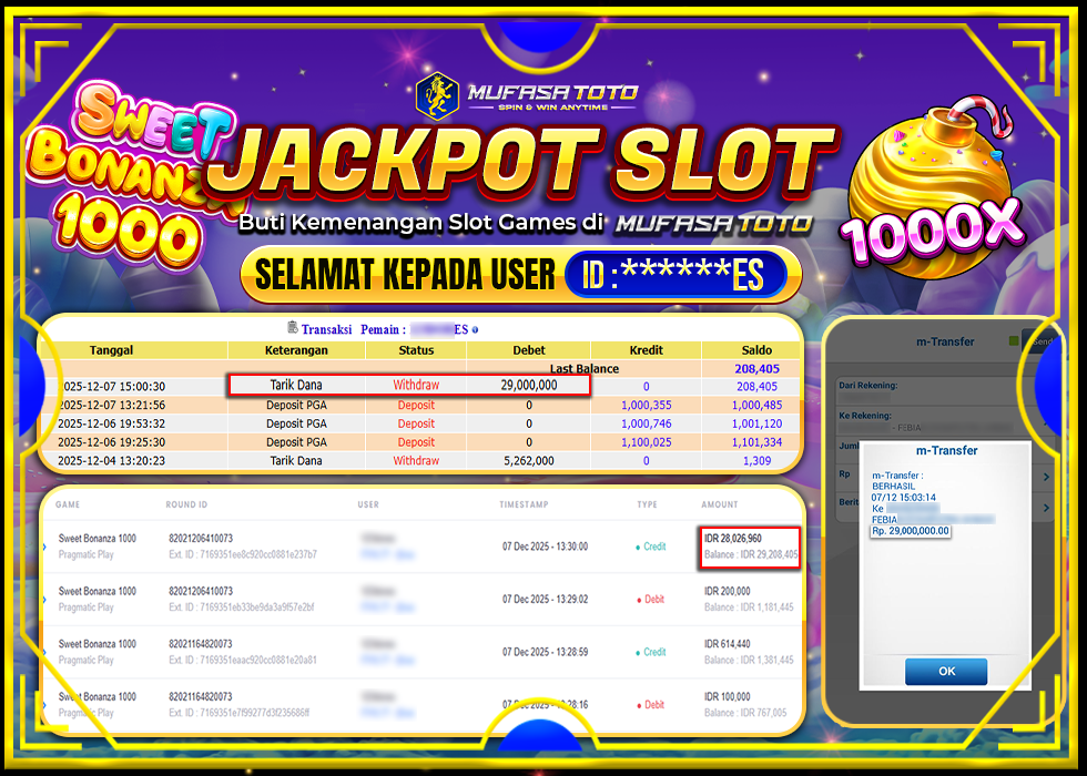 MUFASATOTO JACKPOT PRAGMATICPLAY Rp.29.000.000|LUNAS